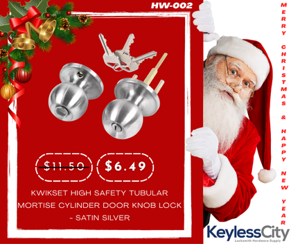 Kwikset High Safety Tubular Mortise Cylinder Door Knob Lock - Satin Silver