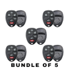 5 X 2007-2014 GM Keyless Entry Remote SHELL For OUC60270 - Black (AFTERMARKET)(Bundle of 5)