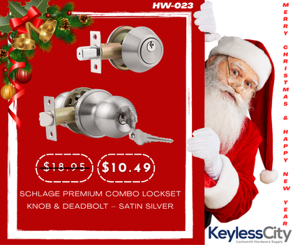 Schlage Premium Combo Lockset – Knob & Deadbolt – Satin Silver