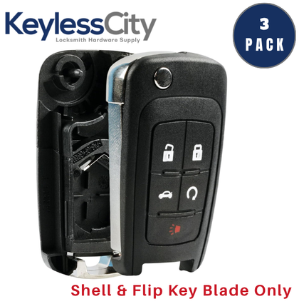 3 X 2010-2019 GM / 5-Button Flip Key SHELL For OHT01060512 (Bundle of 3)