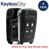 3 X 2010-2019 GM / 5-Button Flip Key SHELL For OHT01060512 (Bundle of 3)