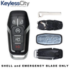 3 X 2013-2018 Ford / 5-Button Smart Key SHELL For M3N-A2C31243800, M3N-A2C31243300 (AFTERMARKET) (Bundle of 3)
