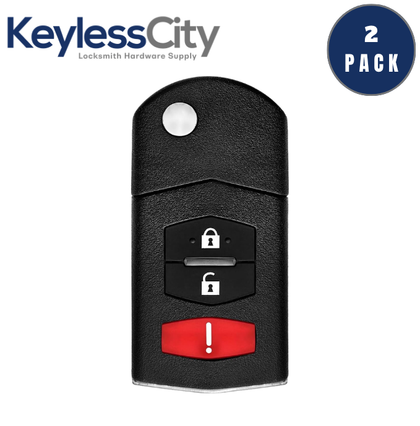 2 X 2006-2015 Mazda / 3-Button Flip Key / PN: CC43-67-5RYC / BGBX1T478SKE125-01 (AFTERMARKET) (BUNDLE OF 2)