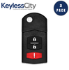 2 X 2006-2015 Mazda / 3-Button Flip Key / PN: CC43-67-5RYC / BGBX1T478SKE125-01 (AFTERMARKET) (BUNDLE OF 2)