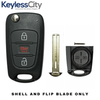 3 X 2012-2013 Kia Rio / 3-Button Flip Key SHELL KK10 HS / PN: 95430-1W020 TQ8-RKE-3F02 (AFTERMARKET) (Bundle of 3)
