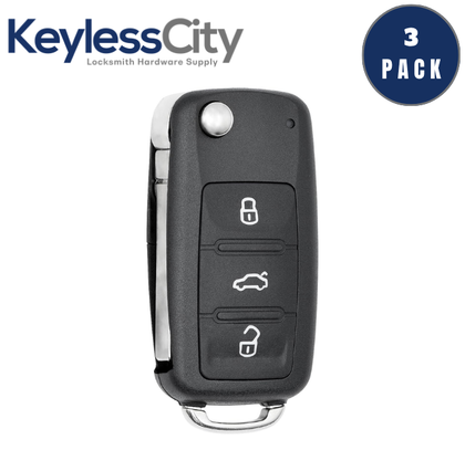 3 X 2011-2016 Volkswagen / 4-Button Remote Flip Key / 5K0837202AE / NBG010180T / 315 MHz (AFTERMARKET) (BUNDLE OF 3)