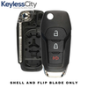 3 X 2014-2017 Ford F-Series Flip Key SHELL For N5F-A08TAA (AFTERMARKET) (Bundle of 3)