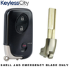 3 X 2006-2012 Lexus / 3-Button Remote Smart Key SHELL / HYQ14AAB HYQ14ACX HYQ14AAF (AFTERMARKET) (Bundle of 3)