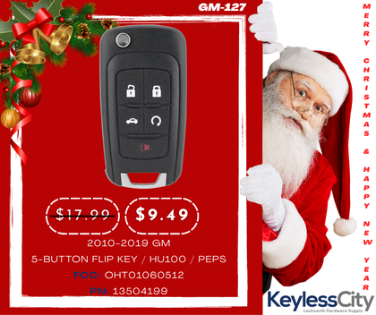 2010-2019 GM / 5-Button Flip Key / PEPS / PN: 13504199 / OHT01060512 / HU100 / PEPS (AFTERMARKET)