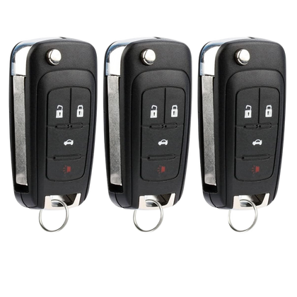 3 X 2010-2021 Chevrolet / 4-Button Flip Key / PN: 5921872 / OHT05918179 / HU100 / PEPS (AFTERMARKET) (BUNDLE OF 3)