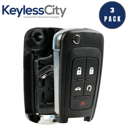 3 X 2010-2019 GM / 5-Button Flip Key SHELL For OHT01060512 (Bundle of 3)