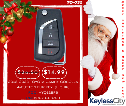 2018-2023 Toyota Camry Corolla / 4-Button Flip Key / PN: 89070-06790 / HYQ12BFB (H Chip) (AFTERMARKET)