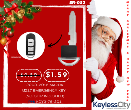 2009-2015 Mazda / Emergency Key / MZ27 / PN: KDY3-76-201 (No Chip Included) (AFTERMARKET)