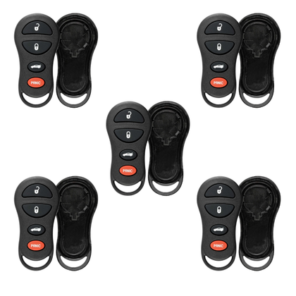 5 X 1999-2005 Chrysler Dodge Jeep Keyless Entry Remote SHELL For GQ43VT17T - Black (AFTERMARKET) (Bundle of 5)