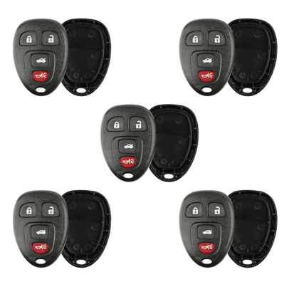 5 X 2004-2013 GM 4-Button Keyless Entry Remote SHELL For KOBGT04A - Black (AFTERMARKET)(Bundle of 5)