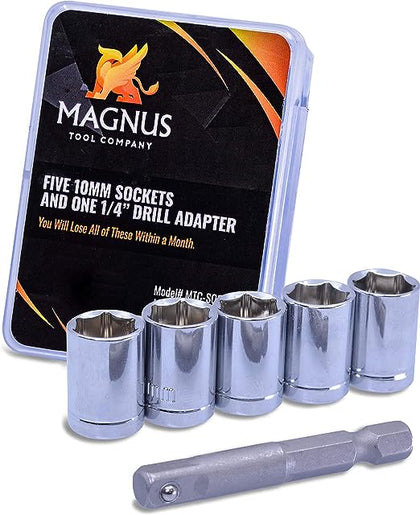 Magnus - 5 X 10mm Sockets & 1/4” Drill Adapter Set