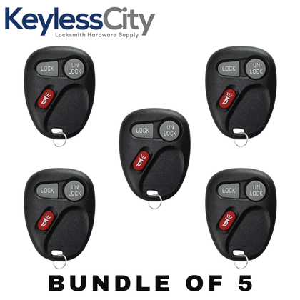 5 X 1998-2002 GM Keyless Entry Remote SHELL For KOBUT1BT - Black (AFTERMARKET)(Bundle of 5)