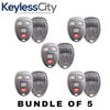 5 X 2007 GMC Yukon XL 2500 4-Button Keyless Entry Remote SHELL For OUC60221 (AFTERMARKET)(Bundle of 5)