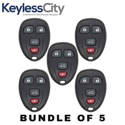 5 X 2007-2017 GM / 4-Button Keyless Entry Remote SHELL / PN: 20952476 / OUC60270-21 (AFTERMARKET)(Bundle of 5)