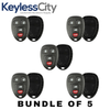 5 X 2004-2013 GM 4-Button Keyless Entry Remote SHELL For KOBGT04A - Black (AFTERMARKET)(Bundle of 5)