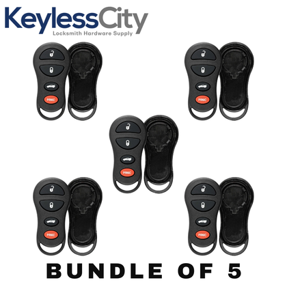 5 X 1999-2005 Chrysler Dodge Jeep Keyless Entry Remote SHELL For GQ43VT17T - Black (AFTERMARKET) (Bundle of 5)