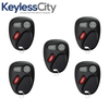5 X 1998-2002 GM Keyless Entry Remote SHELL For KOBUT1BT - Black (AFTERMARKET)(Bundle of 5)