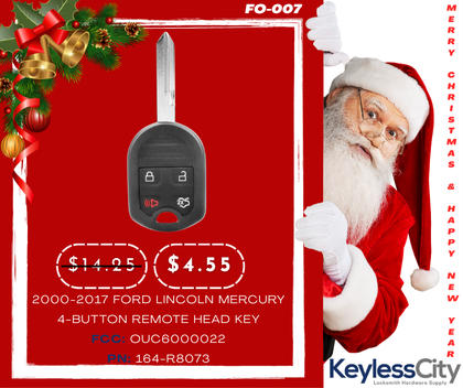 2000-2017 Ford Lincoln Mercury / 4-Button Remote Head Key / OUC6000022 / 164-R8073 (AFTERMARKET)