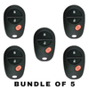 5 X 2004-2019 Toyota Keyless Entry Remote SHELL For GQ43VT20T (Bundle of 5)