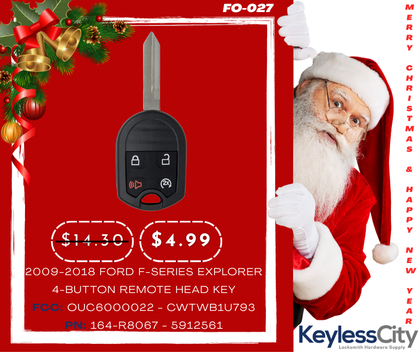 2009-2018 Ford F-Series Explorer / 4-Button Remote Head Key / OUC6000022 / (AFTERMARKET)