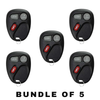 5 X 1998-2002 GM Keyless Entry Remote SHELL For KOBUT1BT - Black (AFTERMARKET)(Bundle of 5)