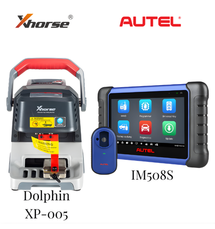 Autel - MaxiIM IM508S - Key Programmer & Diagnostic Tool (Autel USA) with Xhorse - Condor XC Dolphin XP-005 - High Sec Portable Key Cutting Machine - Built-in Battery