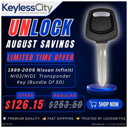 50 X Nissan / Infiniti NI02/NI01 Transponder Key (AFTERMARKET) (BUNDLE OF 50)