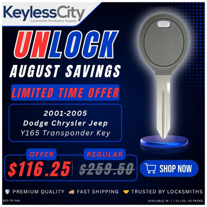 50 X 2001-2005 Dodge / Chrysler / Jeep / Y165 Transponder Key (Chip 4D61) (AFTERMARKET) (BUNDLE OF 50)