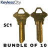 10 X SC1 - Brass Finish Schlage Key Blank - Test Key Blade (AFTERMARKET) (BUNDLE OF 10)
