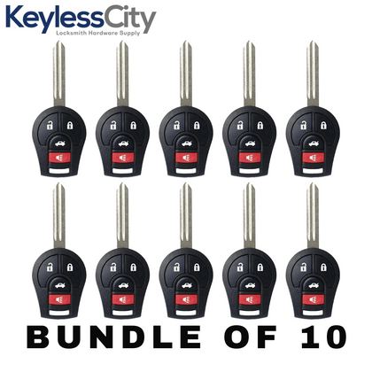 10 X 2003-2019 Nissan / 4-Button Remote Head Key / PN: H0561-3AA0B / CWTWB1U751 / (AFTERMARKET) (BUNDLE OF 10)