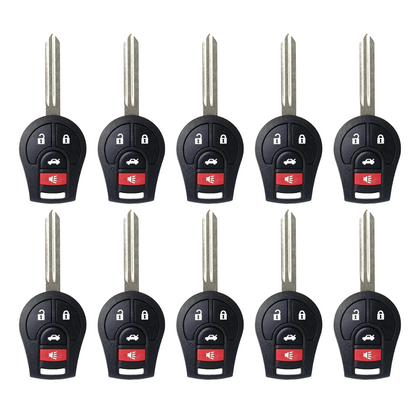 10 X 2003-2019 Nissan / 4-Button Remote Head Key / PN: H0561-3AA0B / CWTWB1U751 / (AFTERMARKET) (BUNDLE OF 10)