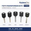Locksmith Essentials: Top 5 Transponder Keys 5-Pack – Ford / GM / Nissan / Honda (AFTERMARKET)