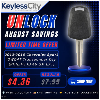 2013-2016 Chevrolet Spark / DWO4T / Transponder Key / (PHILIPS ID 46 GM EXT)