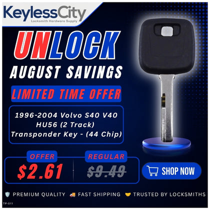 1996-2004 Volvo S40 V40 / HU56 (2 Track) Transponder Key - (44 Chip) (AFTERMARKET)