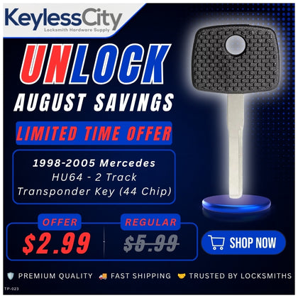 1998-2005 Mercedes - HU64 - 2 Track - Transponder Key (44 Chip) (AFTERMARKET)