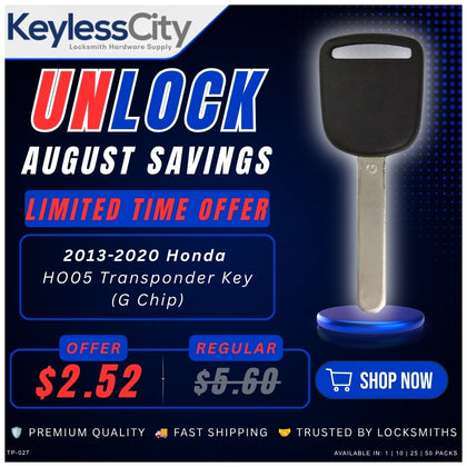 2013-2020 Honda - HO05 Transponder Key (G Chip) (AFTERMARKET)