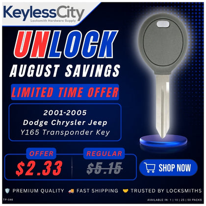 2001-2005 Dodge / Chrysler / Jeep / Y165 Transponder Key (Chip 4D61) (AFTERMARKET)