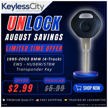 1995-2003 BMW (4-Track) EWS - HU58W/S7BW Transponder Key (PCF7935 44 Chip) (AFTERMARKET)