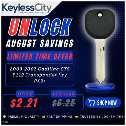 B112 Cadillac CTS PK3+ Transponder Key (AFTERMARKET)