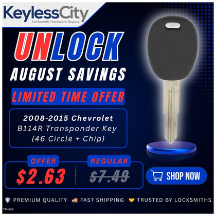 2008-2015 Chevrolet - B114R Transponder Key (46 Circle + Chip) (AFTERMARKET)