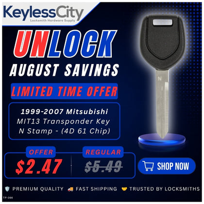 1999-2007 Mitsubishi - MIT13 Transponder Key - N Stamp - (4D 61 Chip) (AFTERMARKET)