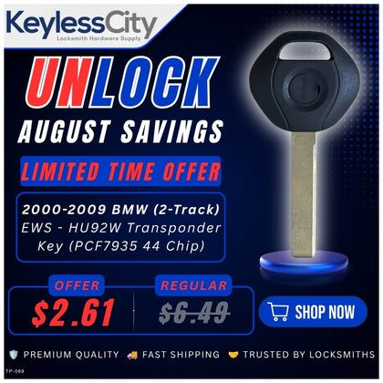2000-2009 BMW (2-Track) EWS - HU92W Transponder Key (PCF7935 44 Chip) (AFTERMARKET)