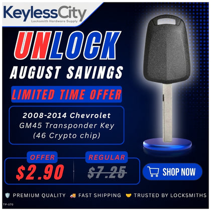 2008-2014 Chevrolet Caprice Pontiac G8 / GM45 / Transponder Key / (46 Crypto chip)