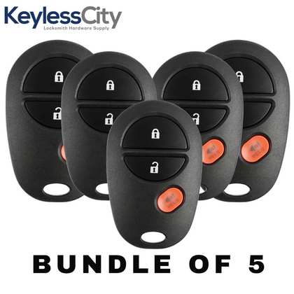 5 X 2004-2018 Toyota / 3-Button Keyless Entry Remote / PN: 89742-AE010 / GQ43VT20T (AFTERMARKET) (BUNDLE OF 5)