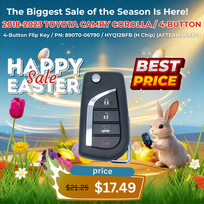 2018-2023 Toyota Camry Corolla / 4-Button Flip Key / PN: 89070-06790 / HYQ12BFB (H Chip) (AFTERMARKET)